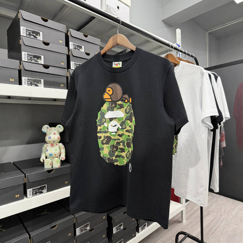 High-Quality Bape Short-Sleeved T-Shirt for Men and Women, Same Style as the Ape Head and Little Monkey Print, 260g Pure Cotton Top, Amazon High-Quality Bape Short-Sleeved T-Shirt for Men and Women, Same Style as the Ape Head and Little Monkey Print, 260g Pure Cotton Top, Amazon