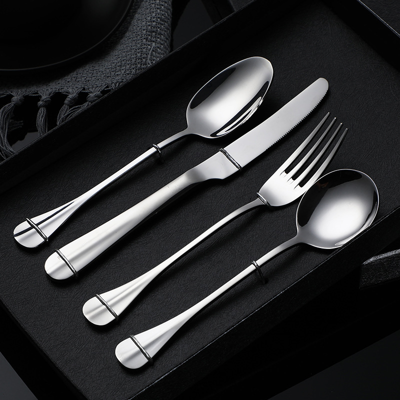 Cross-border Amazon European-style stainless steel tableware high-end hotel Western dinner knife fork spoon set steak knife dessert spoon