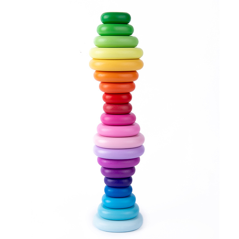 INS bloques de construcción de adoquines de piedra laminada Arco Iris educación temprana de los niños Cognición de color Jenga juguete pequeño libro rojo TikTok