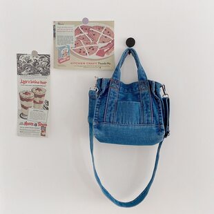 Brand shopping bag, denim Japanese one-shoulder bag, universal shoulder bag, Korean style