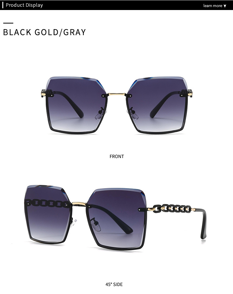 Cross-Border Export New Modern Retro Square Frame Rope Decorative Sunglasses Ins Style Street Style Big-Name Sunglasses 2515_voghion.com