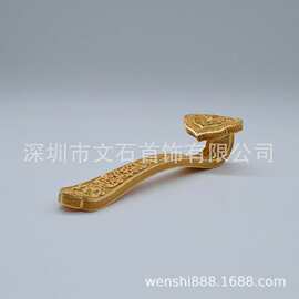 宫廷风铜镀金花丝玉如意 古风高端吉祥 铜镀金花丝工艺玉如意