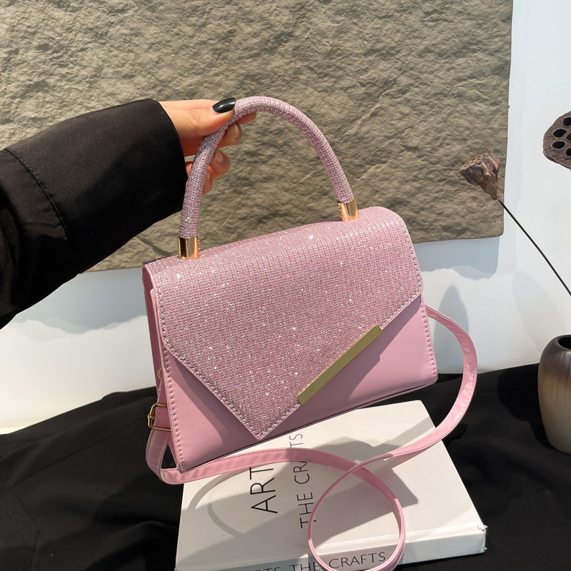 2024 otoño e invierno nuevo bolso de hombro temperamento occidental bolso de mensajero de diamantes brillantes diseño de nicho temperamento pequeño bolso cuadrado femenino