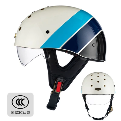 Motosiklet kaskı (dəbilqə) – Helmet Breathable Cruising Helmet - rw016-bright-white-reef-blue-transparent-endoscope-m-size-52-54cm
