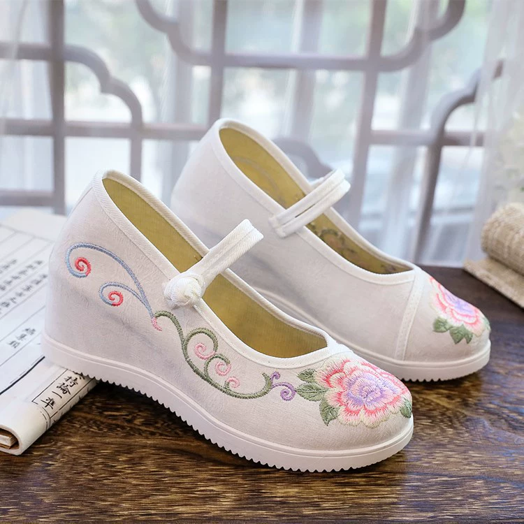 Туфли Хуа Джи с вышивкой в этническом стиле на весну, лето и осень, 6 см, увеличивающие внутренний рост антикварные туфли в стиле Хань, женская обувь для танцев на площади