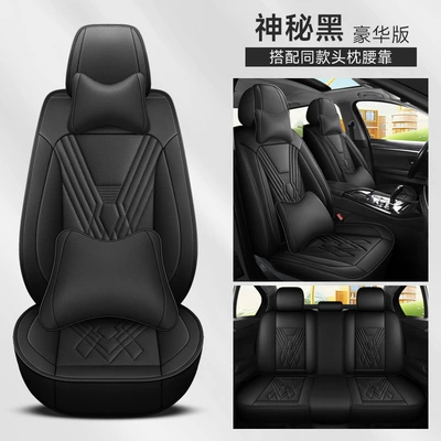 Universal Split-Type Full Leather Breathable | Universal seat cover - mysterious-black-full-leather-luxury-version