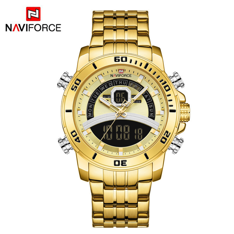 2020 nuevo NAVIFORCE Lingxiang 9181S Correa deportiva de acero doble pantalla reloj de hombre reloj de cuarzo reloj de hombre image 2