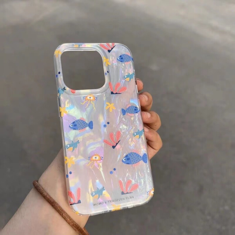 Blue Fish Jellyfish Iphone15/14Promax Apple Phone Case 13/12/11Pro Soft Xr/Xs/8P Anti-Slip Blue Fish Jellyfish Iphone15/14Promax Apple Phone Case 13/12/11Pro Soft Xr/Xs/8P Anti-Slip