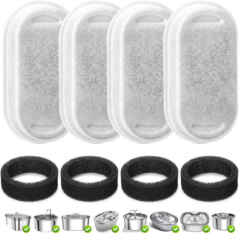 Filtros para bebedores de agua para mascotas adaptados a una variedad de bebedores de agua para gatos multifiltración de cabello de filtro de algodón carbón activado