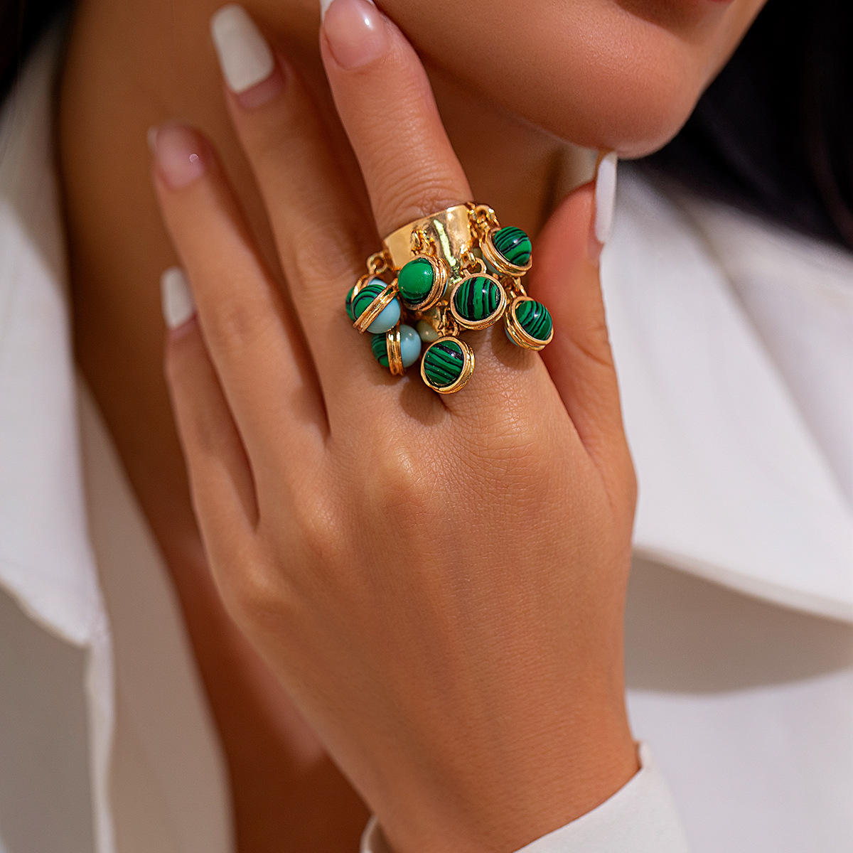 16g Weight Charm Rings Classification 1 Piece Quantity Holiday Occasion Alloy Material Geometric Pattern Women's Gender Plating Design Streetwear Style Streetwear Geometric Arylic Alloy Plating Women's Charm Rings 8