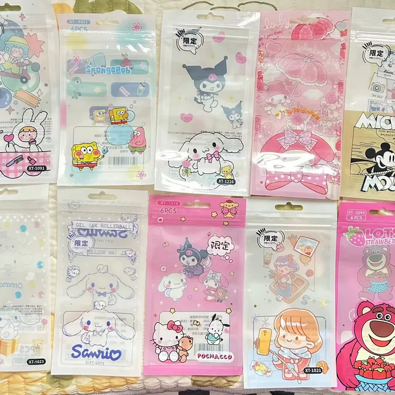 Пенал-пакет (Sanrio) — 6 пластиковых запечатанных сумок, набор разных персонажей, размер шариковой ручки