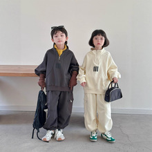 2025秋季新款韩版儿童休闲卫衣套装男女童时尚宽松运动两件套洋气