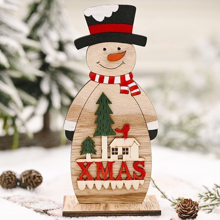 クロスボーダー新製品クリスマス装飾小さな雪だるま木製装飾品デスクトップカウンタークリスマスツリーシーン雰囲気アレンジメント|undefined