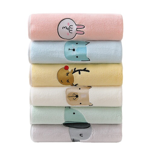 Manufacturer wholesale children's bath towel coral fleece ultra-soft absorbent blanket baby infant towel blanket swaddle blanket with low shedding