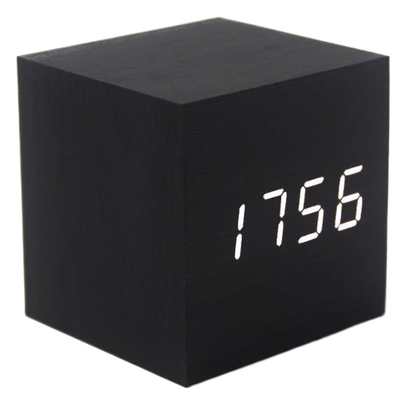 Creativo controlado por voz LED reloj de madera multifuncional despertador de madera regalo del estudiante reloj electrónico reloj de escritorio de fábrica al por mayor