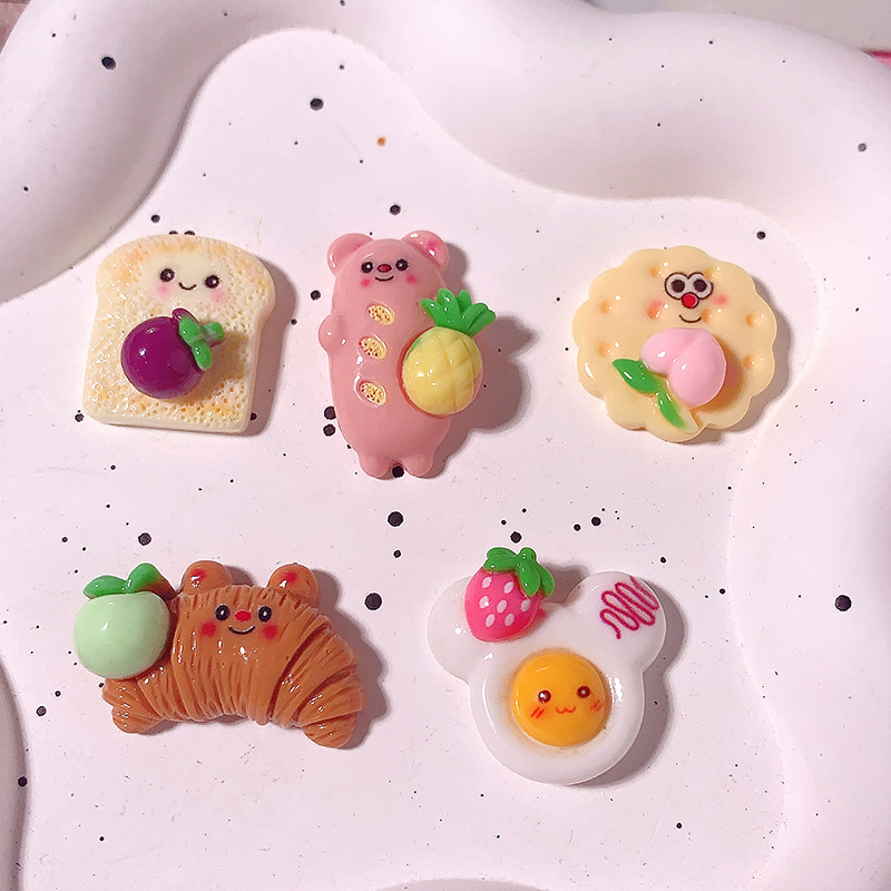 Nuevos alimentos para jugar con galletas diy accesorios de resina crema pegamento para el cabello caja de teléfono celular taza de agua botones de zapatos parches de galletas de frutas