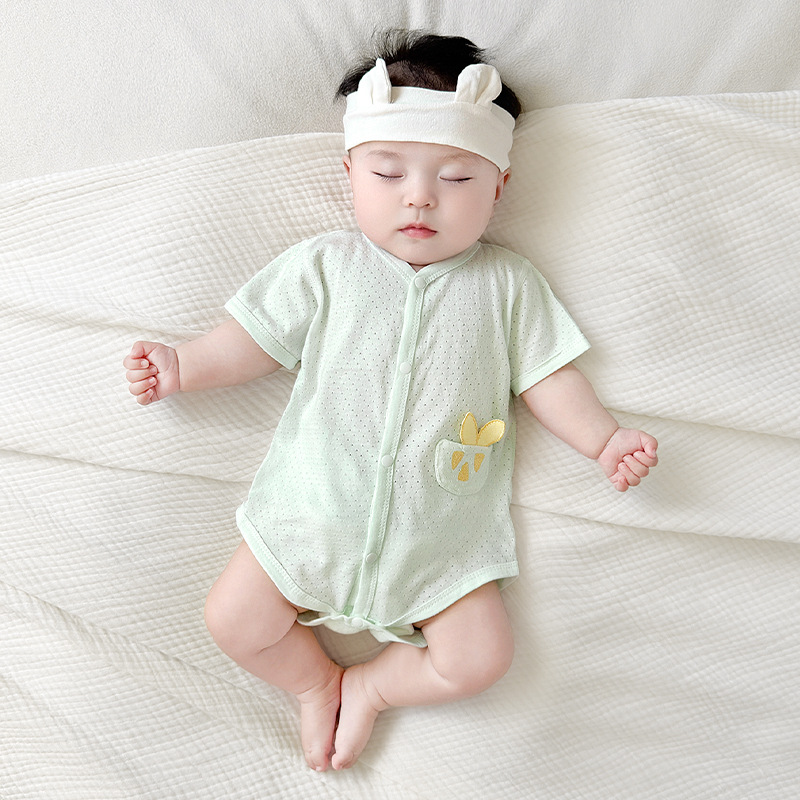 Ropa de verano para bebé recién nacido, unisex, delgada, pijama de manga corta, mono triangular, body para bebé image 11