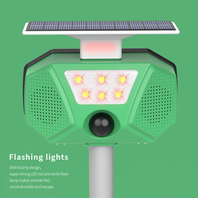 Transfronterizo nuevo animal solar expulsor frecuencia variable ultrasónico ratón expulsor multifunción perro expulsor pájaro expulsor