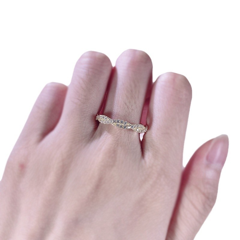 Men's Stackable Ring S925 Sterling Silver Gold Plated Diamond Band_voghion.com