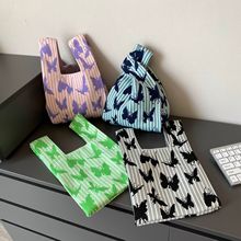 韩国ins 针织蝴蝶包包女小众设计质感出街休闲手提包托特包手拎包