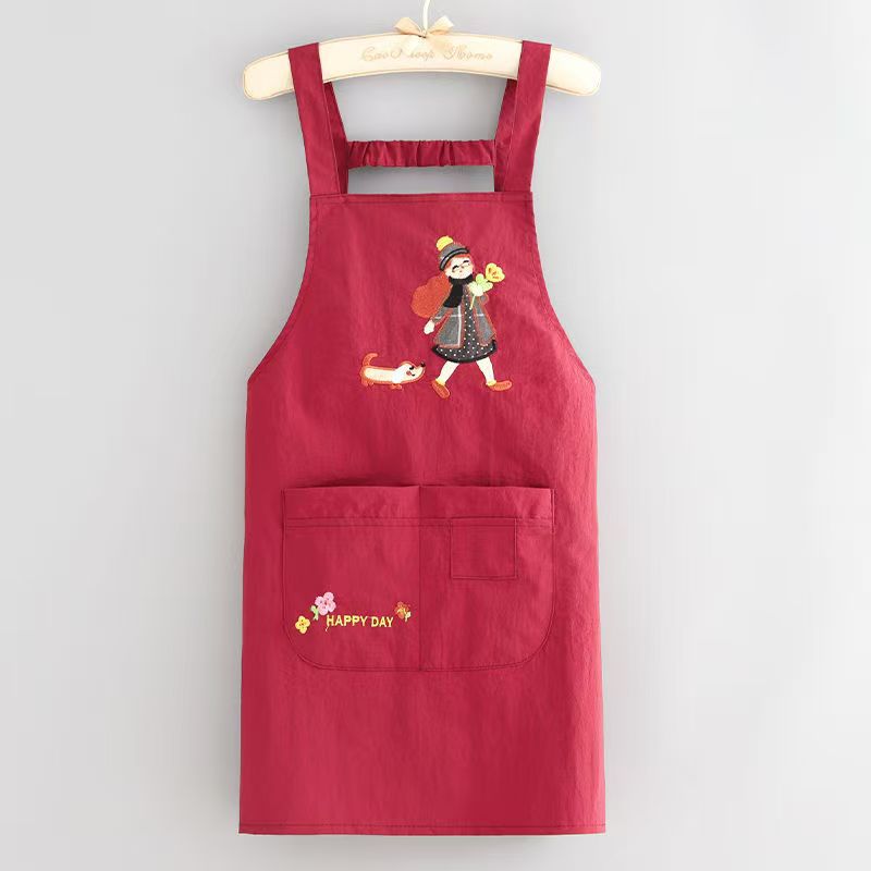 Long style - strap upgraded water-repellent embroidery girl red