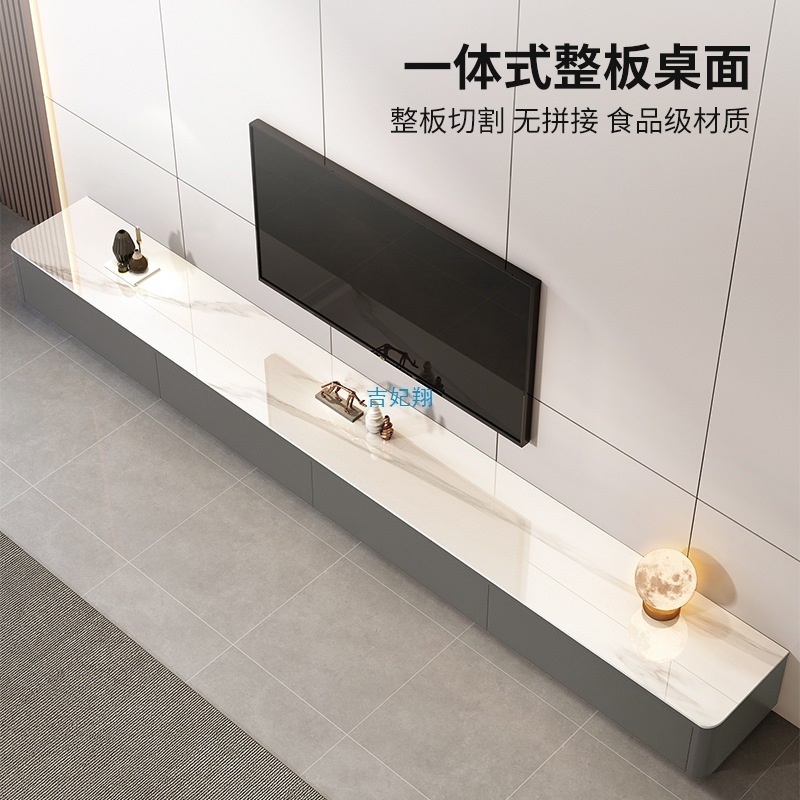 スレートテレビキャビネットリビングルームホーム2024新しい小さなアパートシンプルなライト高級フロアコーヒーテーブルテレビキャビネットの組み合わせ|undefined
