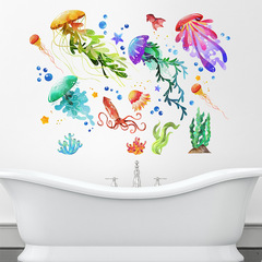 廠家新款海底世界水母海草牆貼客廳臥室玄關走廊背景牆裝飾畫A-39