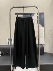 2025秋季新款灰色卫裤松紧高腰抽绳休闲裤女宽松百搭显瘦阔腿裤