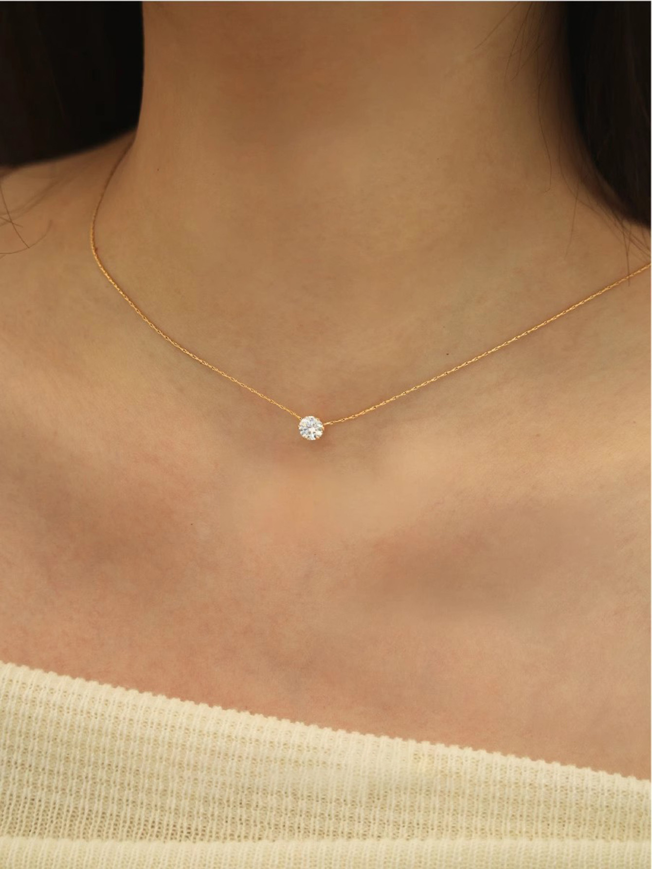 Titanium Steel Chain Material Wholesale Jewelry Elegant Geometric Titanium Steel Zircon Pendant Necklace