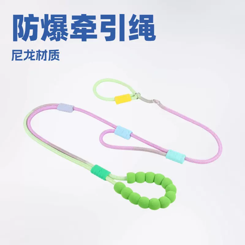 宠物P绳P链防爆冲双股可斜挎防走失牵引绳狗绳大型犬潮流配色