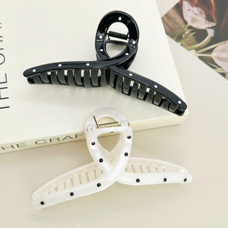 Clip de punto de onda blanco lindo japonés, moda, horquilla grande, horquilla de todo fósforo, pinza de tiburón para niña, accesorios para el cabello