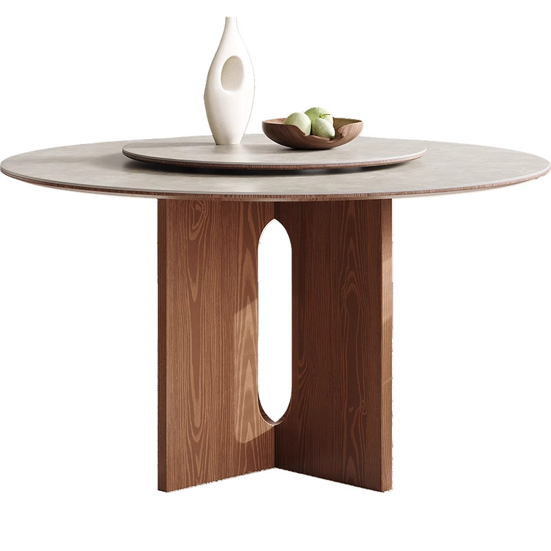 Mesa de comedor de madera maciza redonda de estilo medio, sala de estar 2024 nuevo estilo estilo medio antiguo, retro americano, mesa redonda minimalista moderna francesa