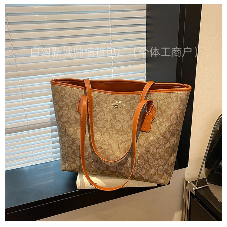 跨境totebag大容量妈咪女士包百搭休闲购物袋欧美单肩包复古风|undefined