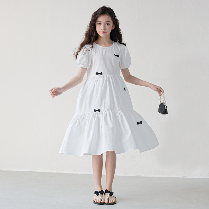 2025 New Arrival Fashionable Stylish Bubble Short-Sleeved Girl Princess Skirt Summer Girls' dress Summer Dress