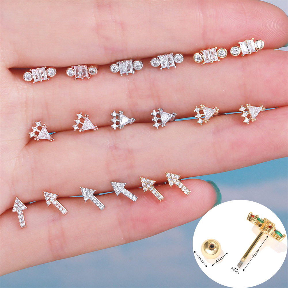 new simple small copper ear bone studs geometric female earrings