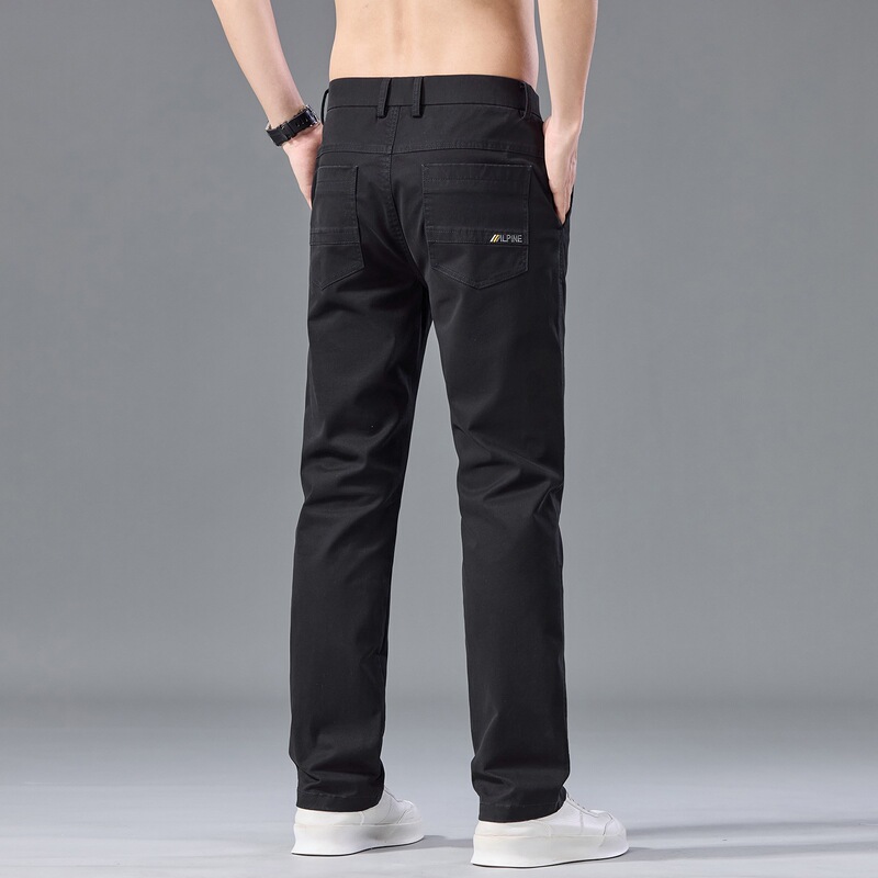 Men's Soft Fitted Straight-Leg Pants, Spring Simple Casual Cotton Five-Color Styles, Comfortable Stretch Casual Pants, Men's Fashion Trend