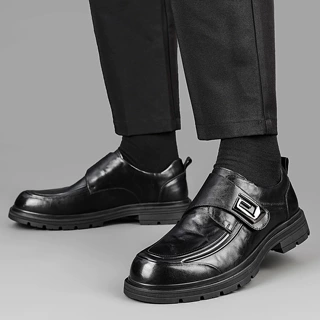 定制皮鞋男款春秋商务增高英伦休闲透气真皮男士结婚新郎鞋男批发