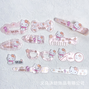 Cute Cherry Blossom Kitten Acrylic Pieces DIY Jewelry Hairpin Accessories Mobile Phone Patch