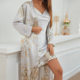 Sling Women's Four Seasons Home Clothes Lace-Up Nightgown Nightgown Two-Piece Set Thin Outer Wear Mid-Length Pajamas suit