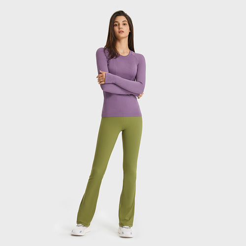 A new generation women's long-sleeved round neck sports T-shirt running fitness top slim fit breathable yoga long sleeve