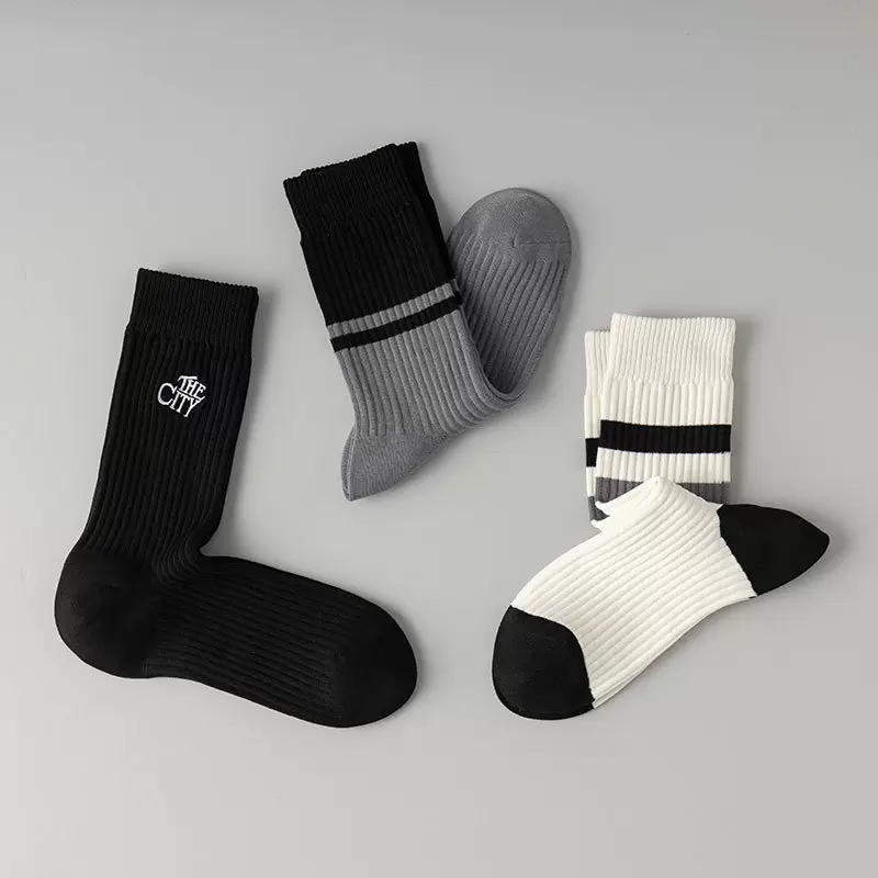 篮球袜子男秋东季抗起球抗菌消臭无骨中筒百搭撞色条纹休闲运动袜