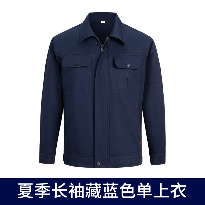 夏の純綿作業服セット半袖耐摩耗性の薄いタイプの通気性工場の労働保護服工事現場の自動車修理作業服|undefined