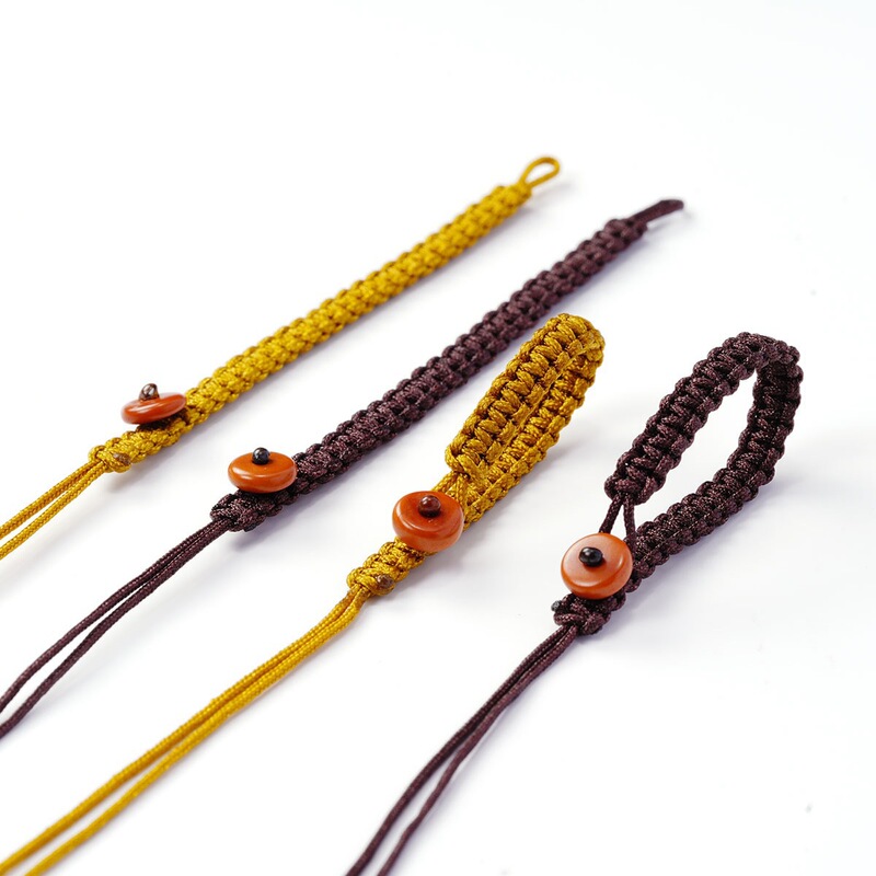No. 72 Flat Knot Olive Buckle Keychain Handmade Woven Lanyard with Snap Ring Key Chain DIY Accessory Cord