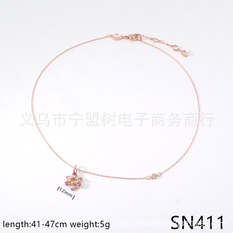 【新品】中国专属系列花朵系列粉白金色花瓣珍珠耳钉项链手链套装|undefined
