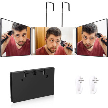 跨境发廊美发镜三折理发镜双面化妆镜剪发镜三面折叠后视梳妆镜