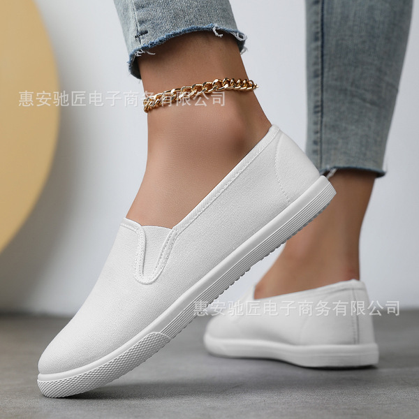 White cloth summer espadrilles