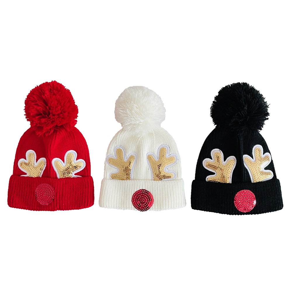 59g Weight Hat Classification Children Unisex Cute Antlers Embroidery Wool Cap