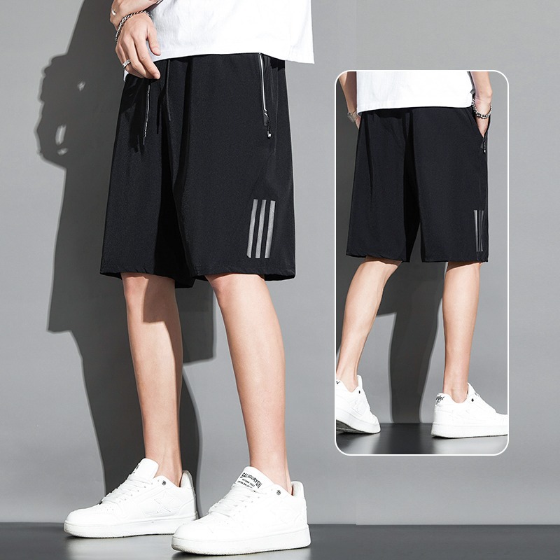 Ice Silk Shorts Men's Summer New Quick-drying Sports Five-point Pants Summer Loose Casual Beach Pants Men's Trendy
