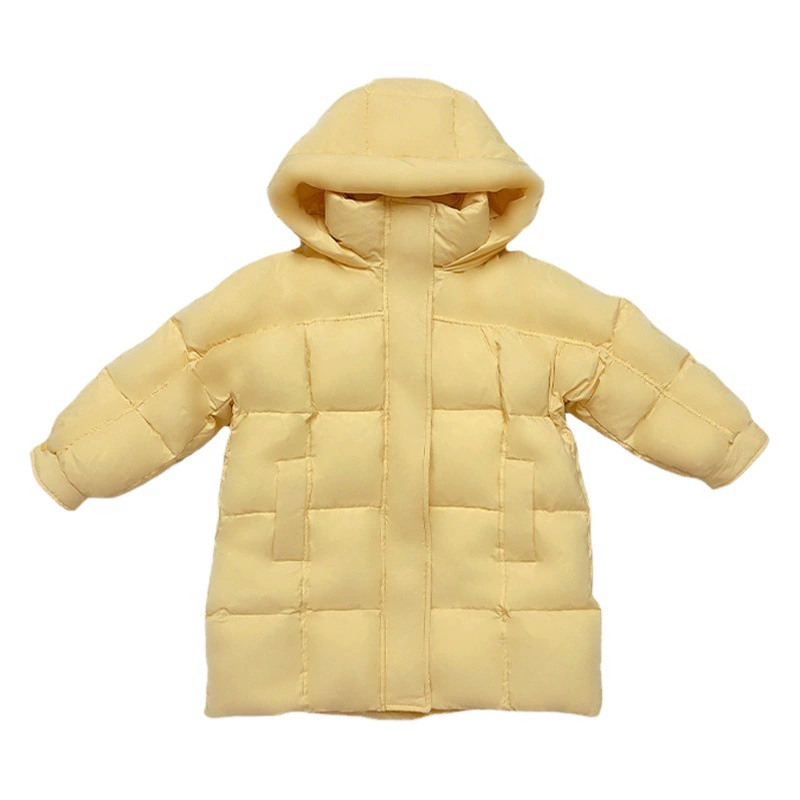 Зимняя Одежда для девочек, новая детская блочная куртка для молока, Детская куртка с хлопковой подкладкой на утином пуху 90 белого цвета, детское длинное утолщенное пальто