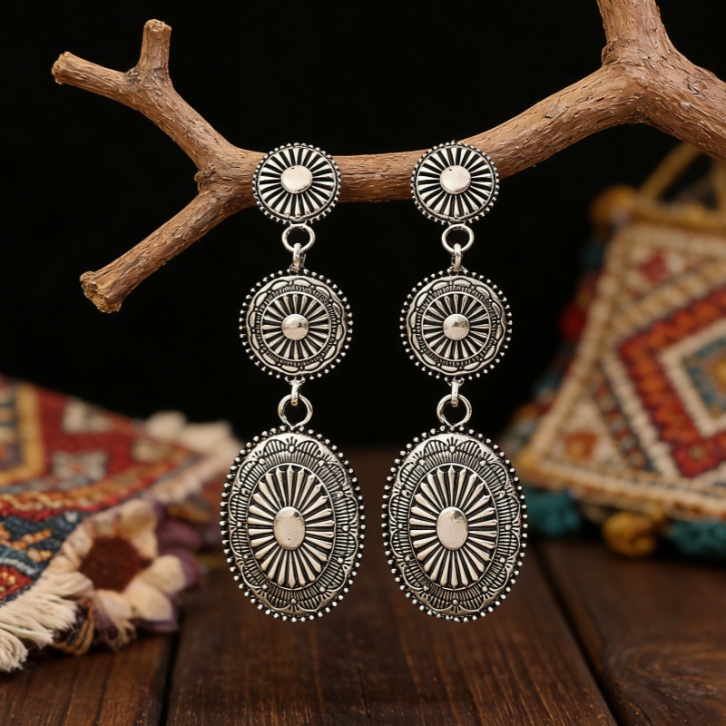Cross-Border Shein Amazon Temu Independent Site Hot-Selling Earrings Retro Western Ethnic Style Long Drop Earrings
